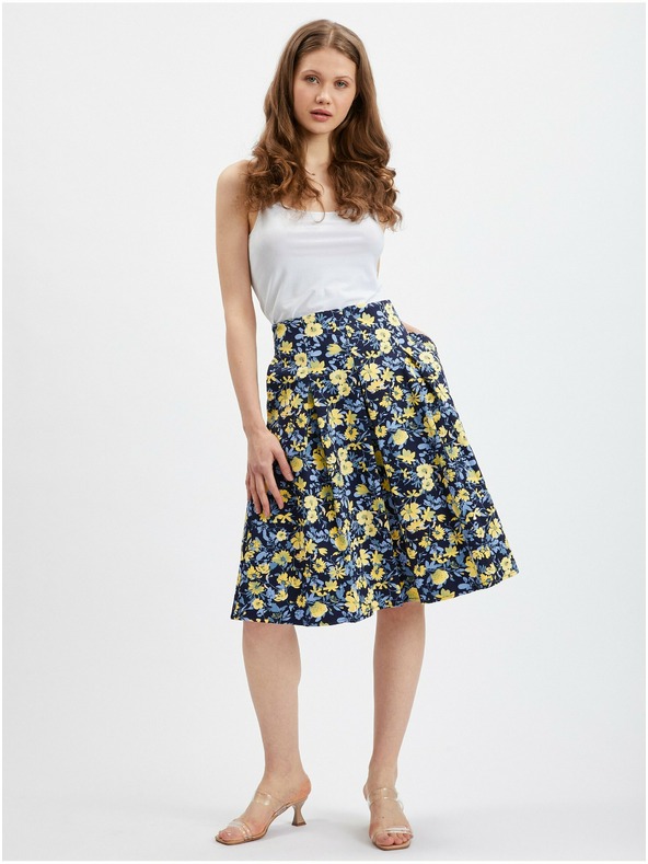 Orsay Žlto-modrá dámska skladaná kvetovaná sukňa ORSAY