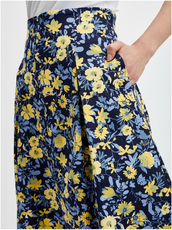 Orsay Žlto-modrá dámska skladaná kvetovaná sukňa ORSAY
