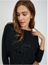 Orsay Čierny dámsky rebrovaný sveter s netopierími rukávmi ORSAY