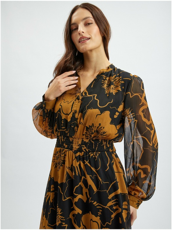 Orsay Hnedočierne dámske kvetované midi šaty ORSAY