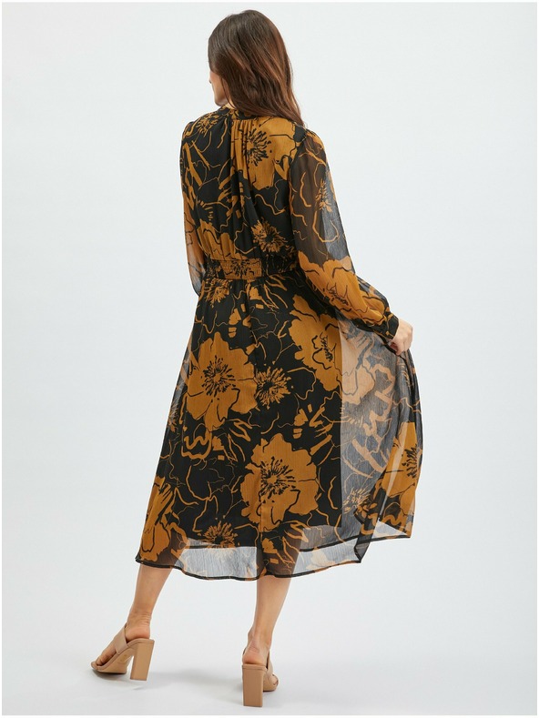 Orsay Hnedočierne dámske kvetované midi šaty ORSAY