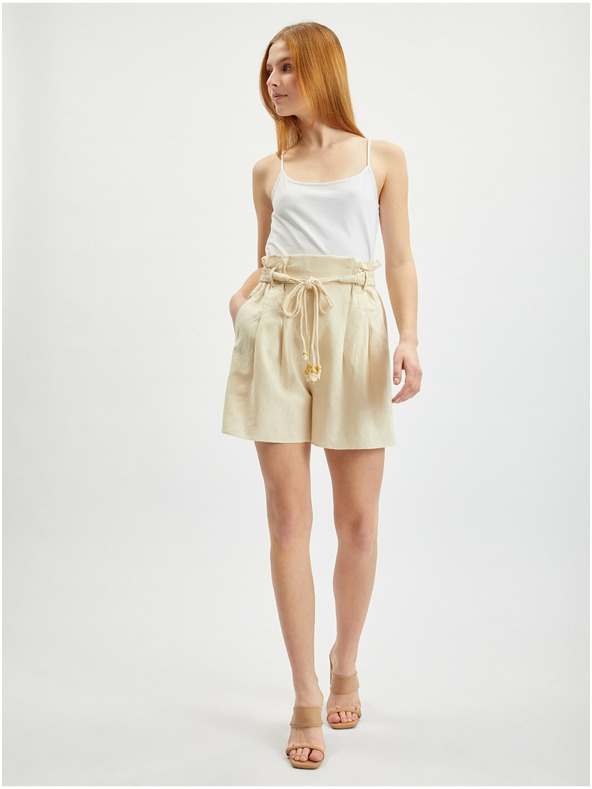 Orsay Béžové dámske plátenné šortky ORSAY