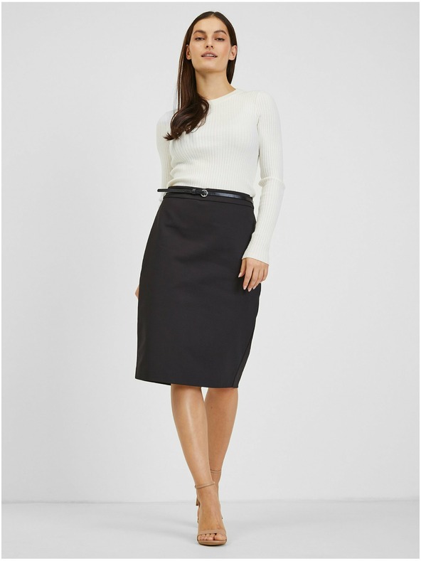 Orsay Čierna dámska sukňa s opaskom ORSAY