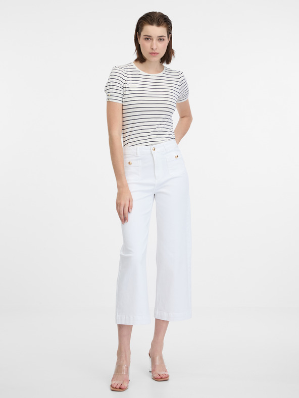 Orsay Krémové dámske pruhované tričko ORSAY