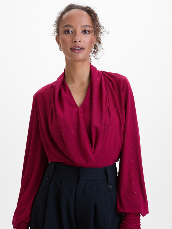 Orsay Vínová dámska blúzka s kamienkami ORSAY