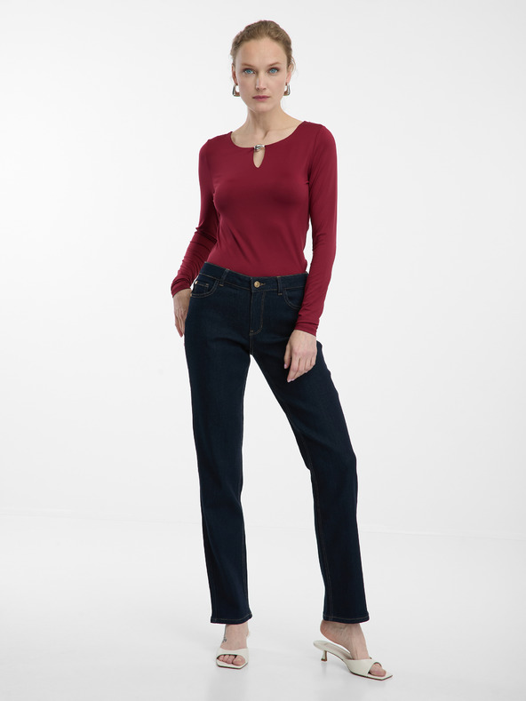 Orsay Vínový dámsky top s dlhým rukávom ORSAY