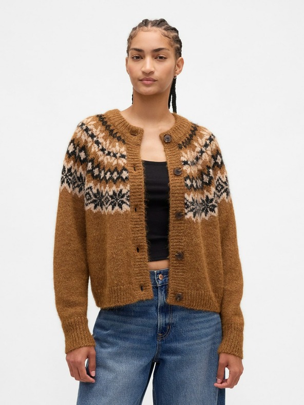 GAP Oversize kardigan Fair Isle s prímesou vlny GAP