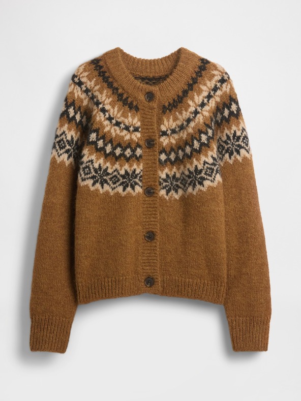 GAP Oversize kardigan Fair Isle s prímesou vlny GAP