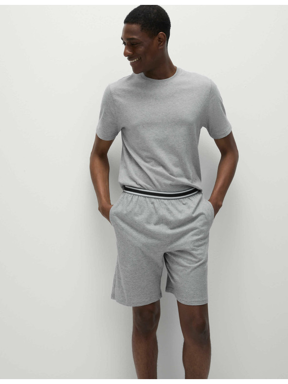 Marks & Spencer Súprava dvoch pánskych pyžamových šortiek z čistej bavlny Marks & Spencer v sivej farbe