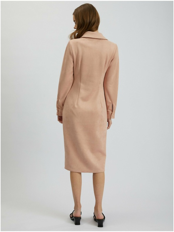 Orsay Svetloružové dámske plášťové šaty so semišovým povrchom ORSAY