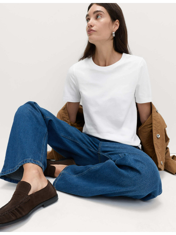 Marks & Spencer Biele dámske bavlnené základné tričko Marks & Spencer