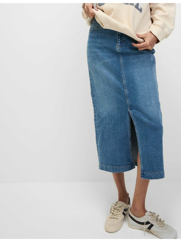 Marks & Spencer Džínsová midi sukňa Marks & Spencer námornícka modrá