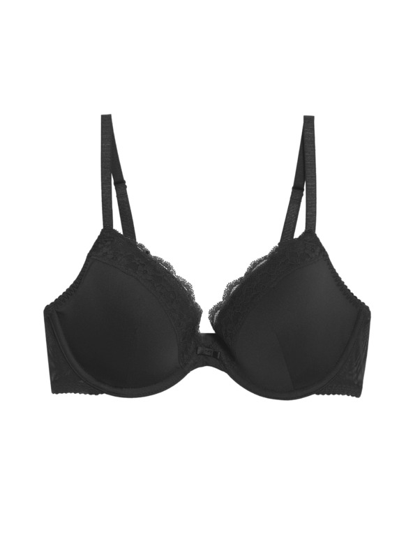 Marks & Spencer Čipkovaná podprsenka na ramienka s kosticami a vystuženými košíčkami, veľkosť 2,5 oz. A-E Marks & Spencer čierna