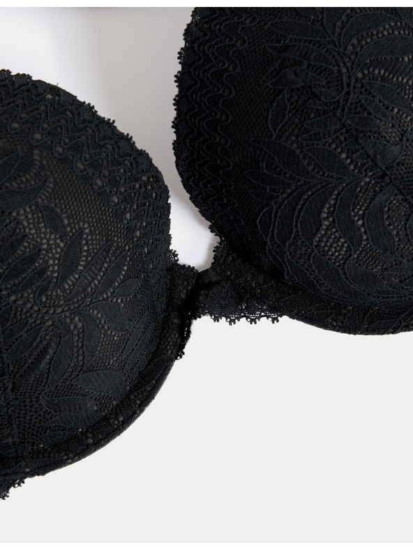 Marks & Spencer Čierna dámska čipkovaná push-up podprsenka s kosticami Marks & Spencer