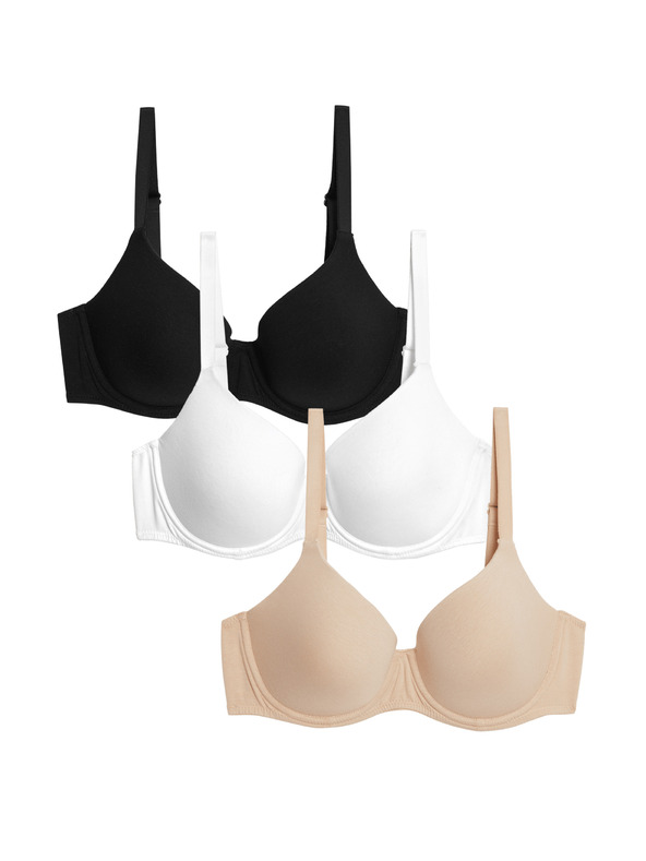 Marks & Spencer Súprava 3 hladkých podprseniek s plnými košíčkami a kosticami, veľ. A-E Marks & Spencer béžová