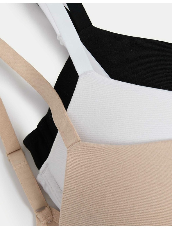 Marks & Spencer Marks & Spencer sada troch dámskych push-up podprseniek v béžovej, bielej a čiernej farbe s kosticami