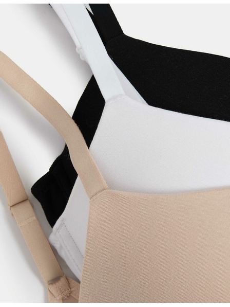 Marks & Spencer Marks & Spencer sada troch dámskych push-up podprseniek v béžovej, bielej a čiernej farbe s kosticami