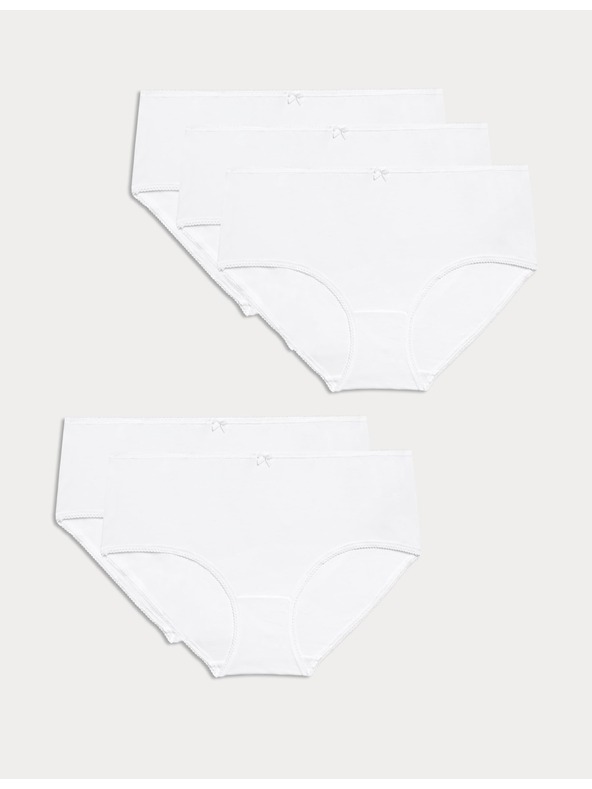 Marks & Spencer Bavlnené midi nohavičky s Lycrou®, 5 balení Marks & Spencer biele