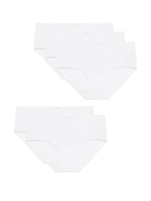 Marks & Spencer Bavlnené midi nohavičky s Lycrou®, 5 balení Marks & Spencer biele