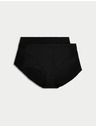 Marks & Spencer Ľahko sťahovacie nohavičky s vysokým pásom bez viditeľného lemu, 2 ks v balení Marks & Spencer čierne