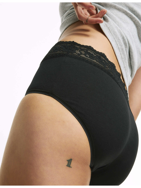 Marks & Spencer Čipkované midi nohavičky z bavlny a lycry, 5 balení Marks & Spencer čierna