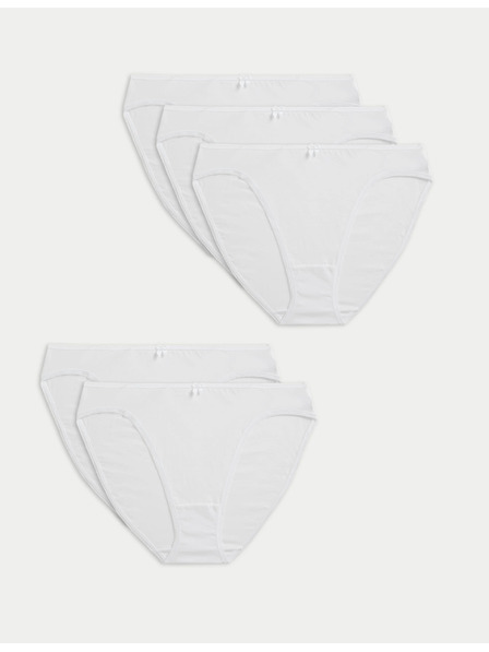 Marks & Spencer Bavlnené nohavičky s vysokým strihom a Lycra®, 5 ks v balení Marks & Spencer biela