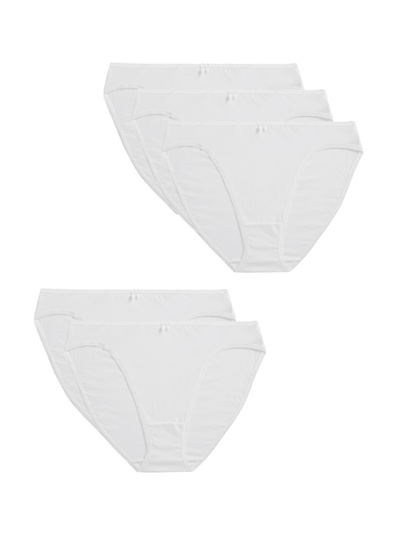 Marks & Spencer Bavlnené nohavičky s vysokým strihom a Lycra®, 5 ks v balení Marks & Spencer biela