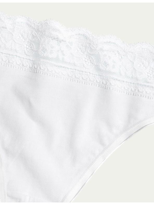 Marks & Spencer Bavlnené čipkované nohavičky s lycrou, 5 balení Marks & Spencer biele