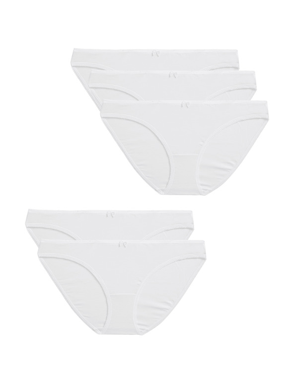 Marks & Spencer Biele bavlnené nohavičky Marks & Spencer s Lycrou®, 5 balení