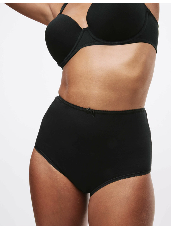 Marks & Spencer Bavlnené nohavičky do pása s Lycrou®, 5 ks v balení Marks & Spencer čierne