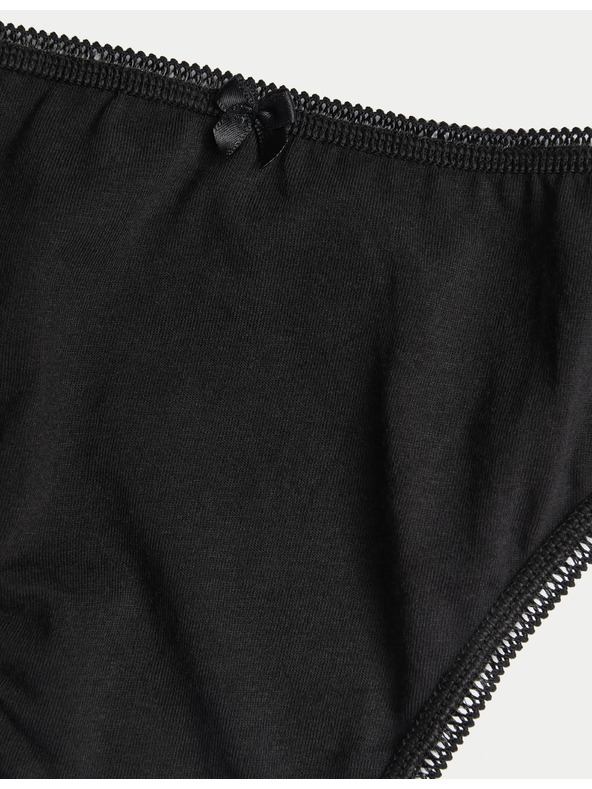 Marks & Spencer Bavlnené nohavičky s vysokým strihom a Lycrou®, 5 ks v balení Marks & Spencer čierne