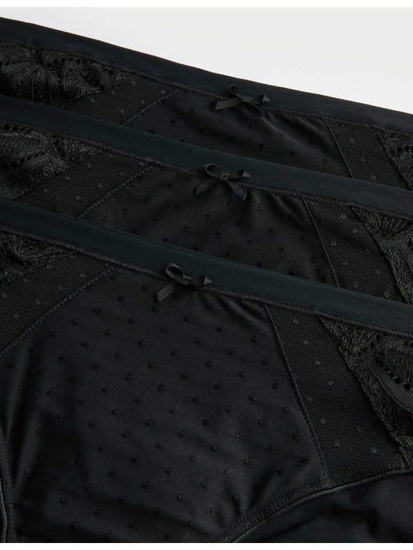 Marks & Spencer Amelia Bikini nohavičky s čipkou, 3 balenia Marks & Spencer čierne