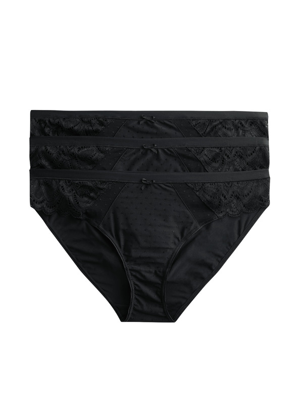Marks & Spencer Amelia Bikini nohavičky s čipkou, 3 balenia Marks & Spencer čierne