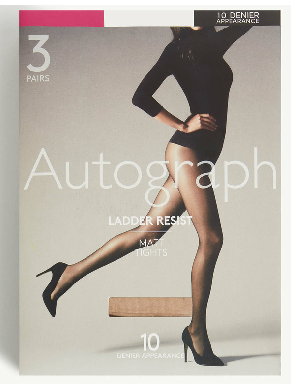 Marks & Spencer Pančuchy 10 DEN pevné a matné, 3 ks Marks & Spencer béžové