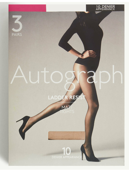 Marks & Spencer Pančuchy 10 DEN pevné a matné, 3 ks Marks & Spencer béžové