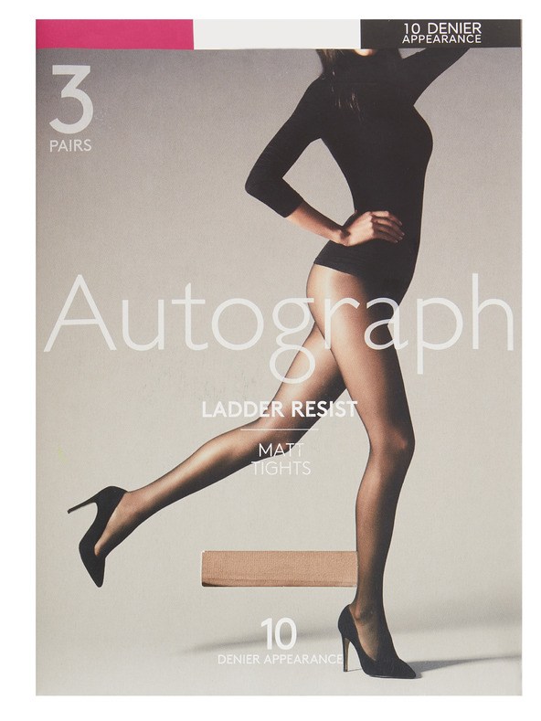 Marks & Spencer Pančuchy 10 DEN pevné a matné, 3 ks Marks & Spencer béžové