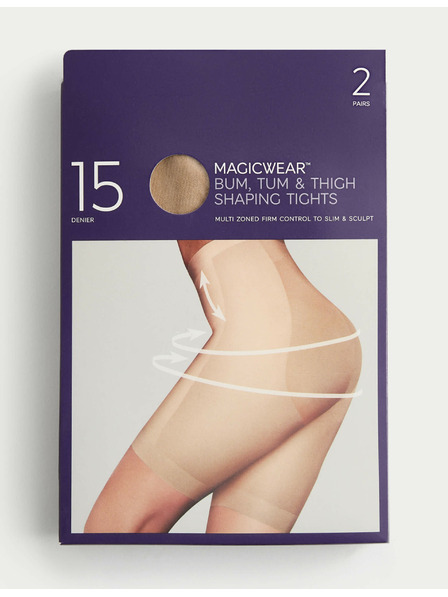 Marks & Spencer Súprava dvoch párov dámskych priehľadných pančúch v béžovej farbe 15 DEN Marks & Spencer Magicwear™