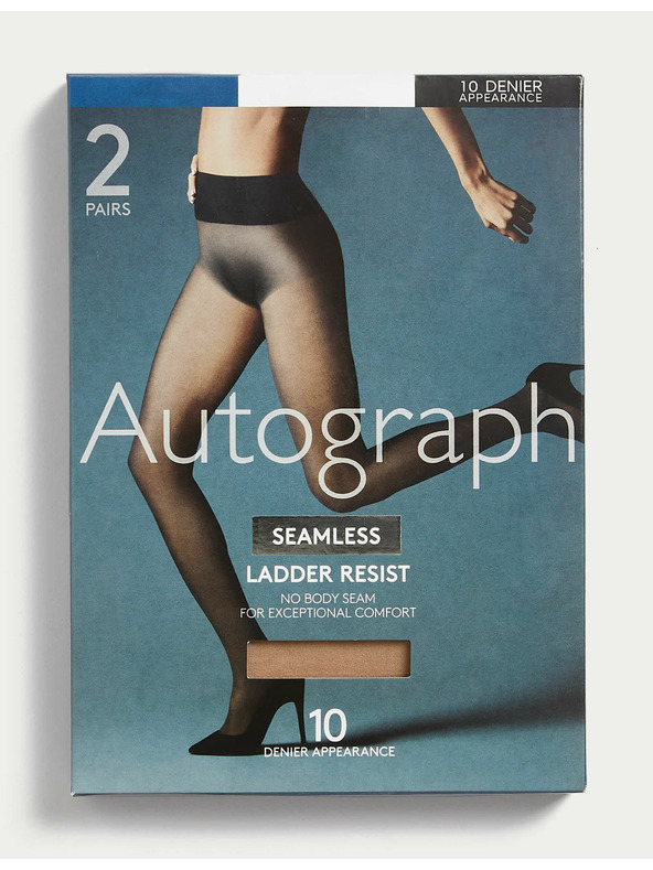 Marks & Spencer Súprava dvoch párov dámskych bezšvových pančúch v béžovej farbe 10 DEN Marks & Spencer