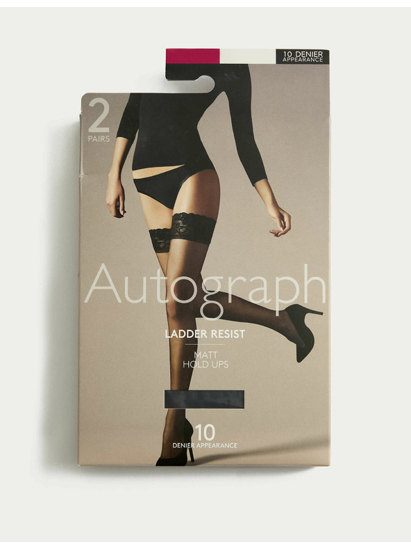 Marks & Spencer Súprava dvoch párov dámskych matných samodržiacich pančúch v čiernej farbe 10 DEN Marks & Spencer