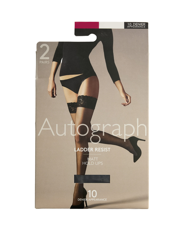 Marks & Spencer Súprava dvoch párov dámskych matných samodržiacich pančúch v čiernej farbe 10 DEN Marks & Spencer