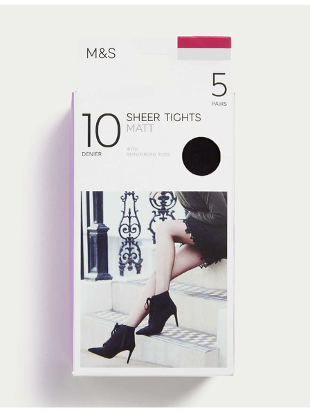 Marks & Spencer Súprava piatich čiernych dámskych pančúch Marks & Spencer 10 DEN