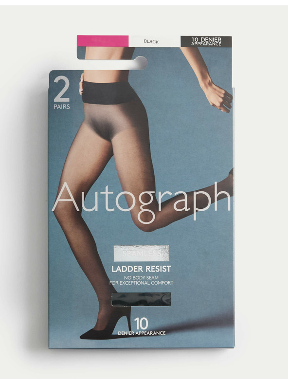 Marks & Spencer Súprava dvoch párov dámskych bezšvových pančúch v čiernej farbe 10 DEN Marks & Spencer