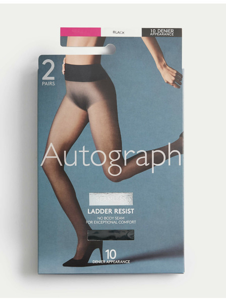 Marks & Spencer Súprava dvoch párov dámskych bezšvových pančúch v čiernej farbe 10 DEN Marks & Spencer