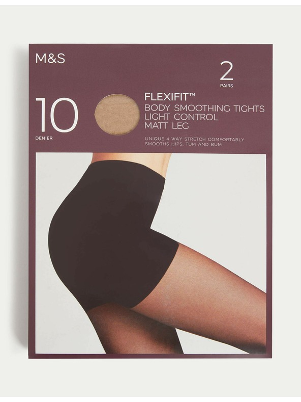 Marks & Spencer Priehľadné pančuchové nohavice Flexifit™, mierne spevňujúce, 10 DEN, 2 ks v balení Marks & Spencer béžová