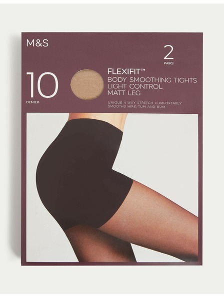 Marks & Spencer Priehľadné pančuchové nohavice Flexifit™, mierne spevňujúce, 10 DEN, 2 ks v balení Marks & Spencer béžová