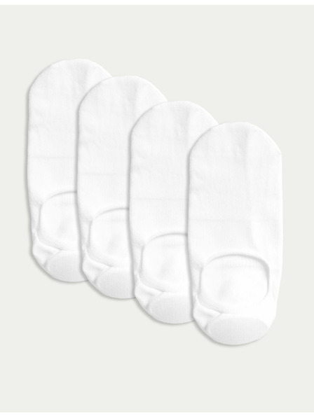 Marks & Spencer Nízke bavlnené ponožky Marks & Spencer Trainer liner, sada 4 párov biela
