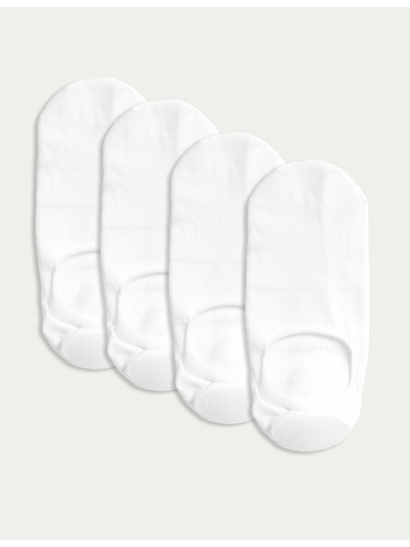 Marks & Spencer Nízke bavlnené ponožky Marks & Spencer Trainer liner, sada 4 párov biela
