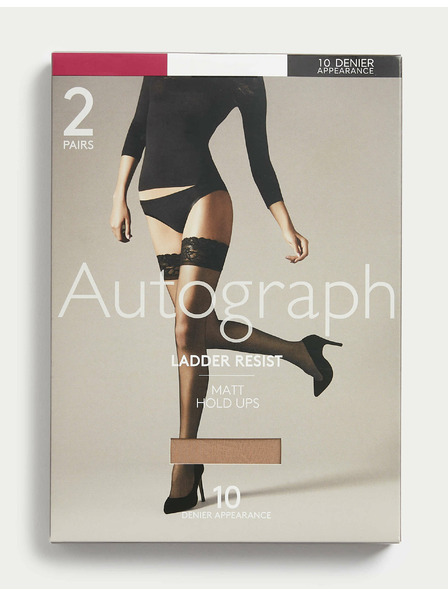 Marks & Spencer Súprava dvoch párov dámskych matných samodržiacich pančúch Marks & Spencer v telovej farbe 10 DEN