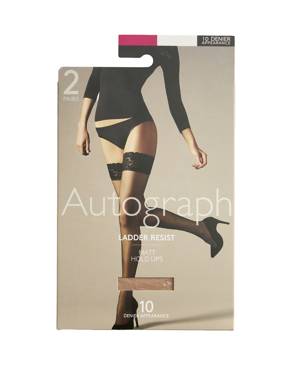 Marks & Spencer Súprava dvoch párov dámskych matných samodržiacich pančúch Marks & Spencer v telovej farbe 10 DEN