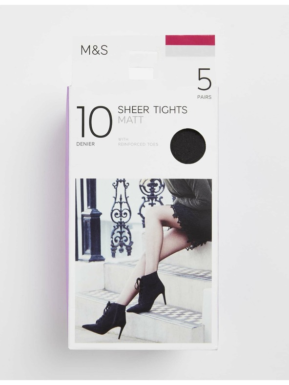 Marks & Spencer Tmavosivé dámske pančuchové nohavice 10 DEN, 5 párov v balení Marks & Spencer